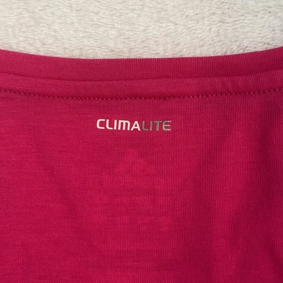 NWT ADIDAS Performance Size L Long Sleeve Slim Fit CLIMALITE Pink Shirt - Picture 7 of 8